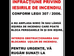 Placuta pentru notificare infractiune privind iesirile de incendiu